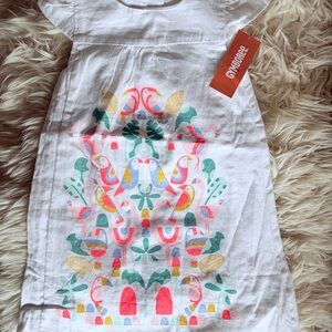Gymboree Toddler Girls White Island Cruise Parrot Cotton Linen Lined Dress 4 4T